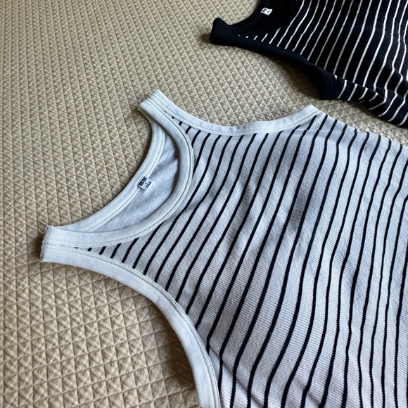 Uniqlo Black and White Striped Tank Top - Picture 1 of 2